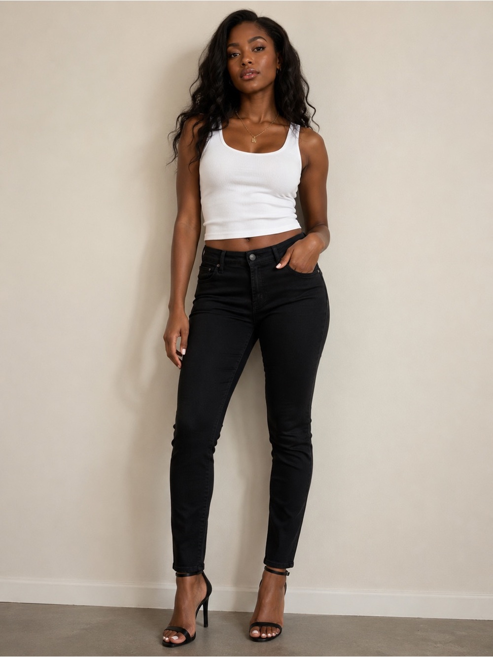Women's Black Skinny Jeans with Stretch Fit